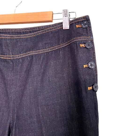 LRL Ralph Lauren Wide Leg Sailor Jeans Side Button Dark Wash Womens Size 10 | 30 - Picture 3 of 6